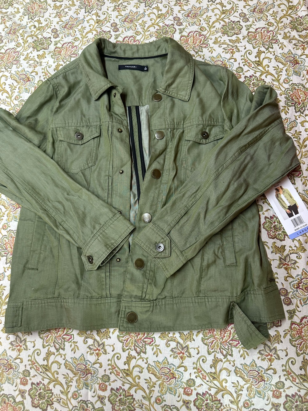 Tahari Olive Green Military Field Jacket